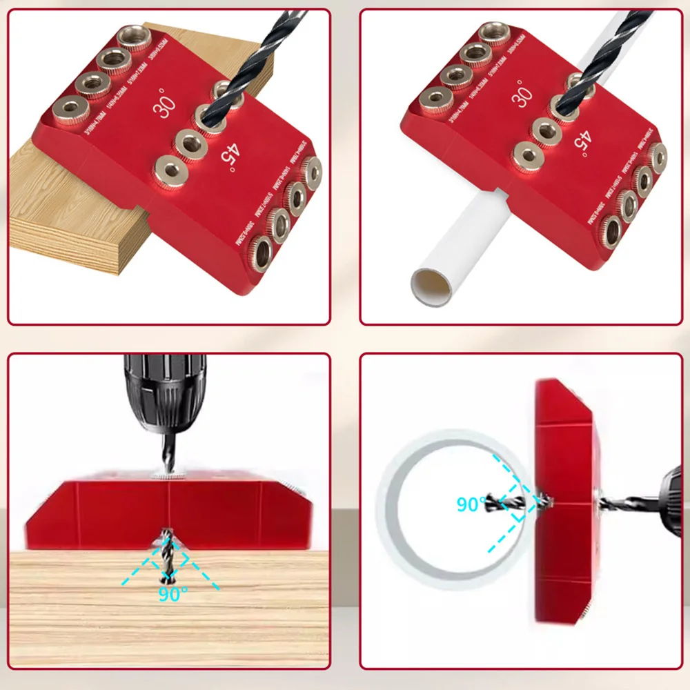 30/45/90 Degree Angle Drill Hole Guide Jig for Angled & Straight Hole, Portable Deck Cable Railing Lag Screw Drilling Template