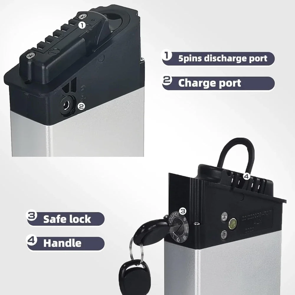 بطارية ليثيوم أيون DCH-006 48 فولت 10.4 أمبير/12.8 أمبير/14 أمبير/17 أمبير في الساعة لـ LAFLY X3/X5 وJINGHMA R7/R5، 500 وات ~ 750 وات، حزمة بطارية قابلة لإعادة الشحن 18650 #5