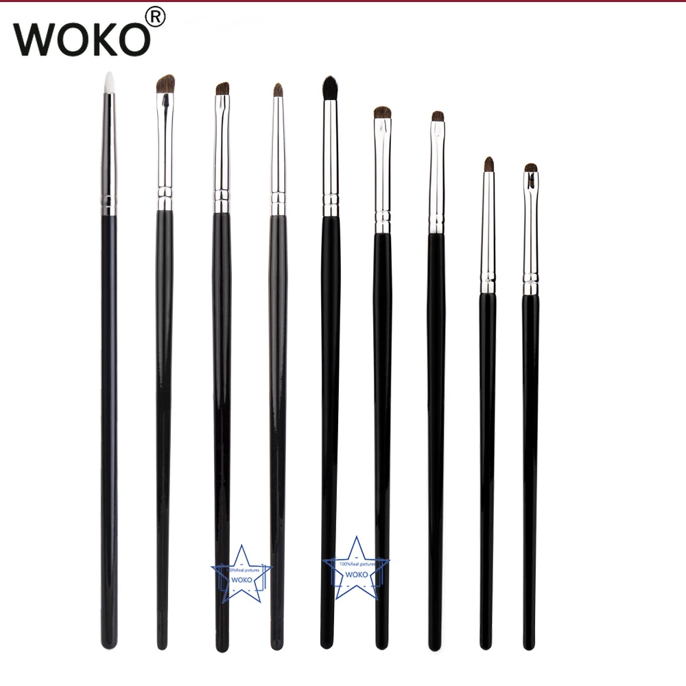 9pcs Eyeliner Smudge Brush Precision Smudge Makeup Brush set Horse Hair Eyeshadow Smudge Brush Small Smoky Liner Makeup Brushes