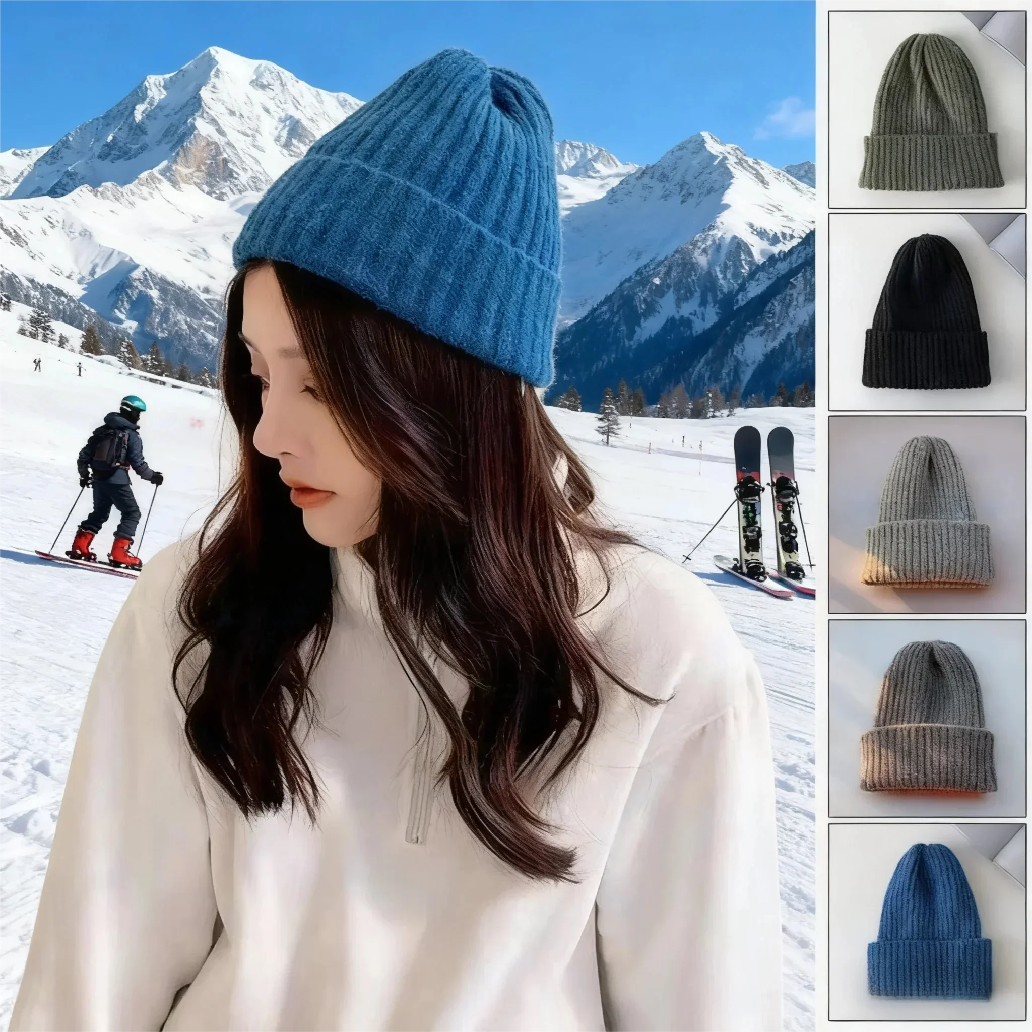 Beanie Cap Solid Color Unisex Candy Colors Hat Winter Sweet Cute Warm Crochet Korean Version Bonnet Soft Trendy Pullover Cap