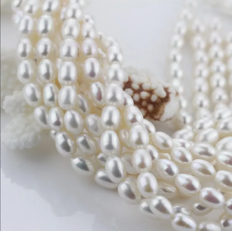 9mm 3A Grade Top quality Rice Shape Natural Fresh Water Pearl  Strand DIY Material