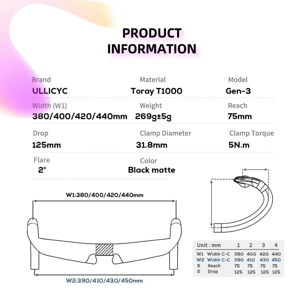 AERO GEN3 for SL8 T1000 Carbon Fiber Road Handlebar 31.8mm 380/400/420/440mm DI2 EPS Flare 2° Cockpit Bicycle Parts