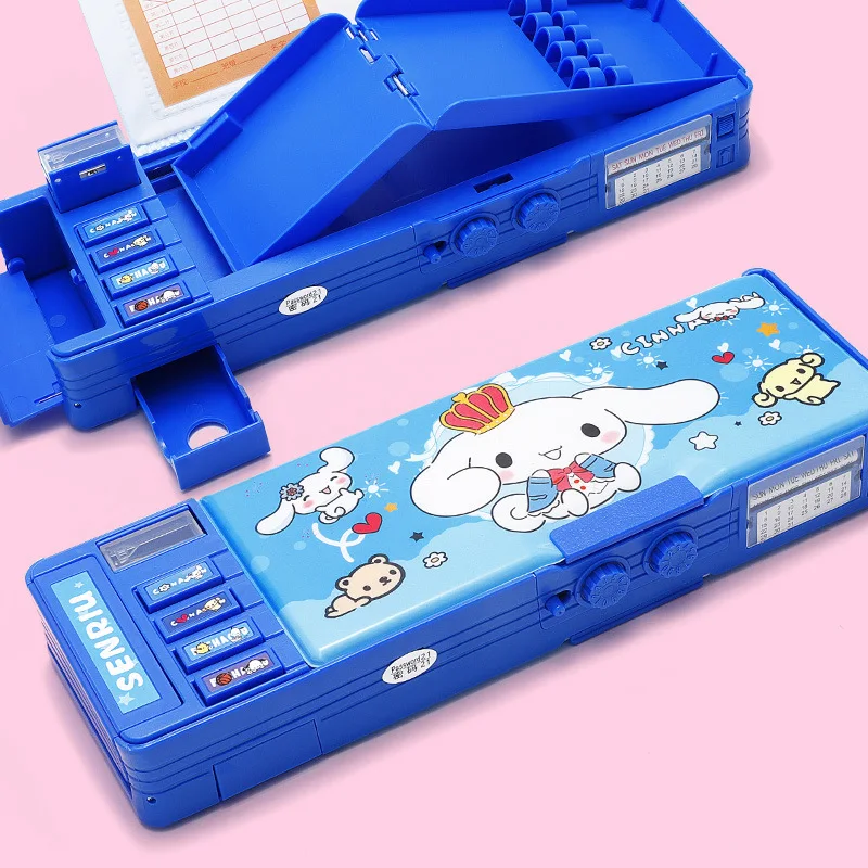 Sanlio – boîte de papeterie avec verrouillage par mot de passe, boîte à crayons multifonctionnelle Double face pour l'école primaire, garçons et filles