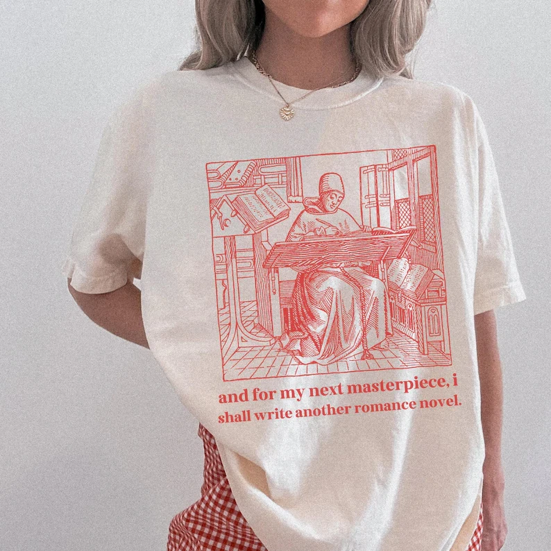 Romantic novel writer T-shirt dedicated to those who love books or aspire to become fantasy romantic novel writers Unisex shirt