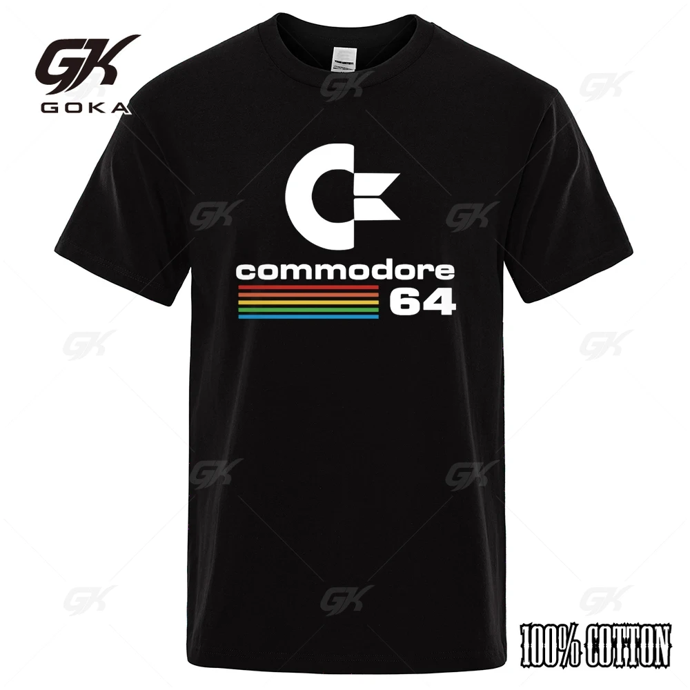 Loose Men T-shirts Summer Commodore 64 Print T Shirt C64 SID Amiga Retro Cool Design Street Short Sleeve Top Cute Tee Cotton