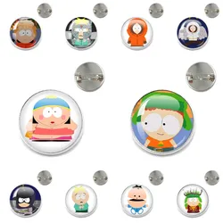 Anime South Park Badge Glass Badge Handmade Brooches Breastpin for Backpack Clothes Decoration Accessory Lapel Pin