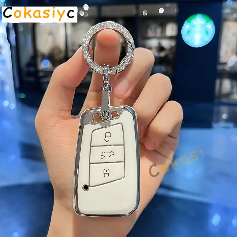 TPU Car Smart Key Case Cover Bag  Fashion Keychain For VW Volkseagen Passat B8 Magotan For Skoda Superb A7 Kodiaq Seat Shell Fob