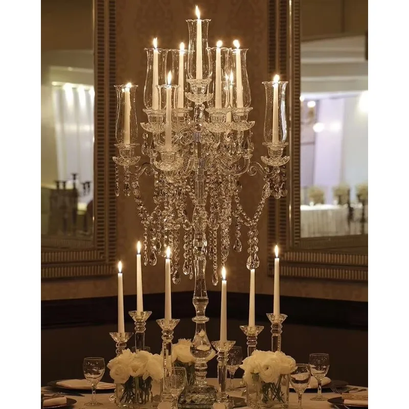 

130cm Height Glass Hurricane 9 Arms Crystal Wedding Centrepiece Candelabra MH-Z0067