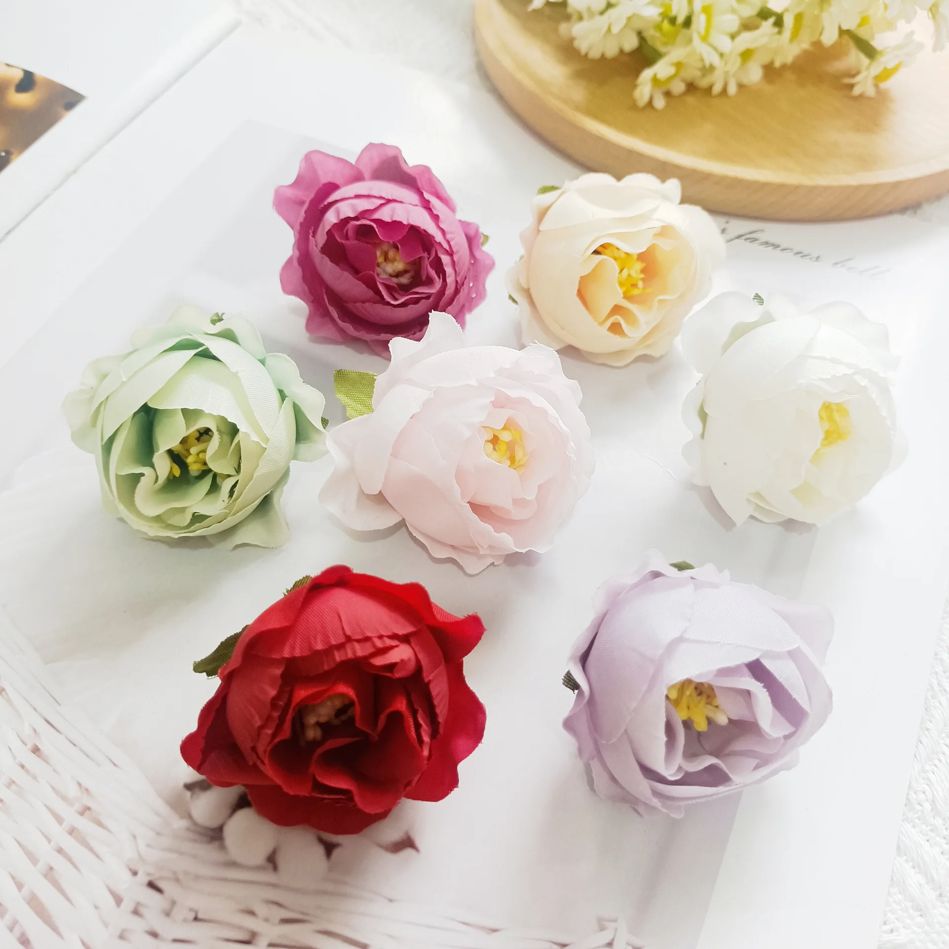 

10/30Pcs 4.5cm Rose Bud Artificial Flowers Heads Wedding Decoration Home Decor Wreath Scrapbooking Craft Fake Flower Accessories