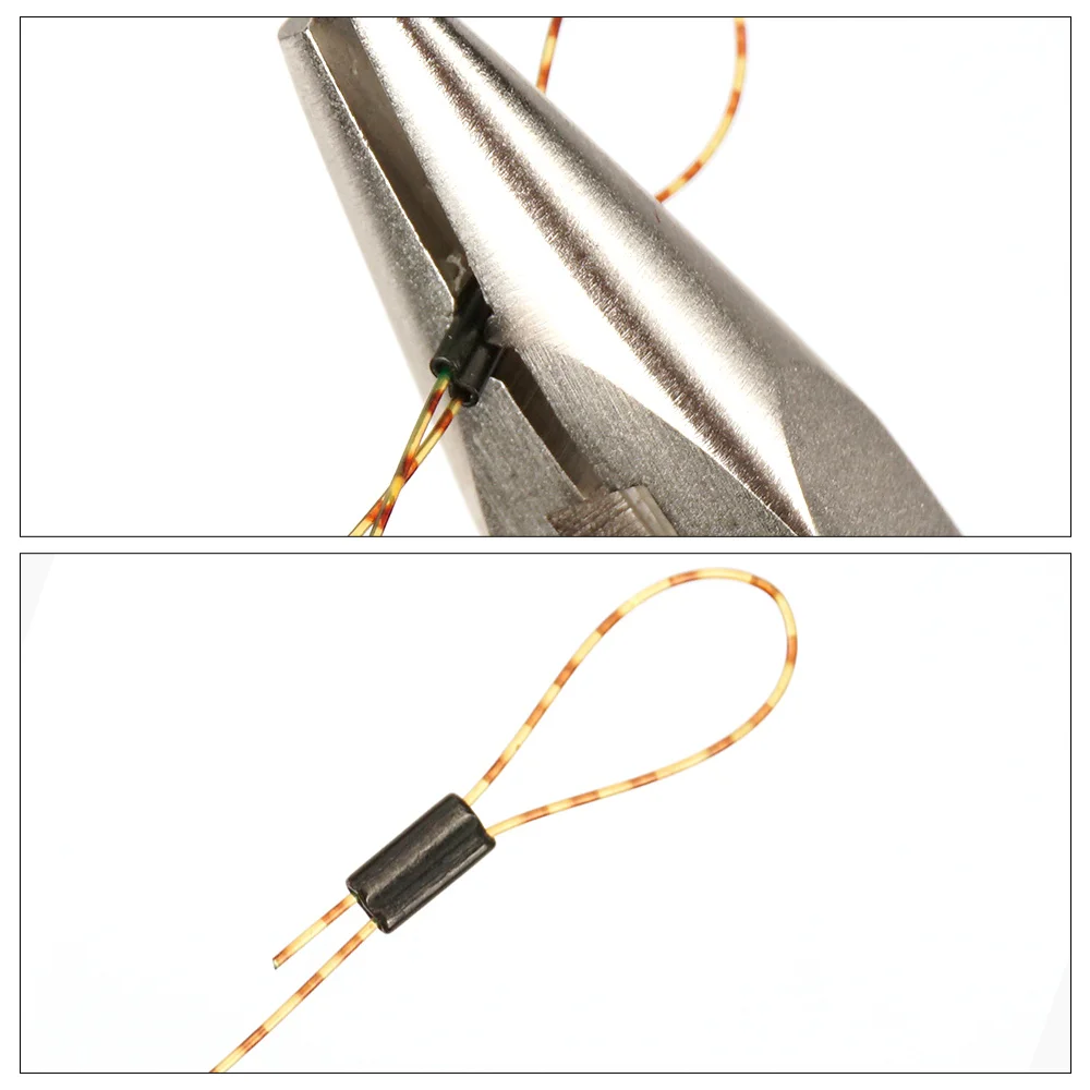 Hirisi AG161 Doppelhülsen-Crimps für Karpfenangeln, Crimp-Tubes für geflochtene Leinen, zur Herstellung von Hair Rigs, Angelleinen-Verbinder – Detail 3