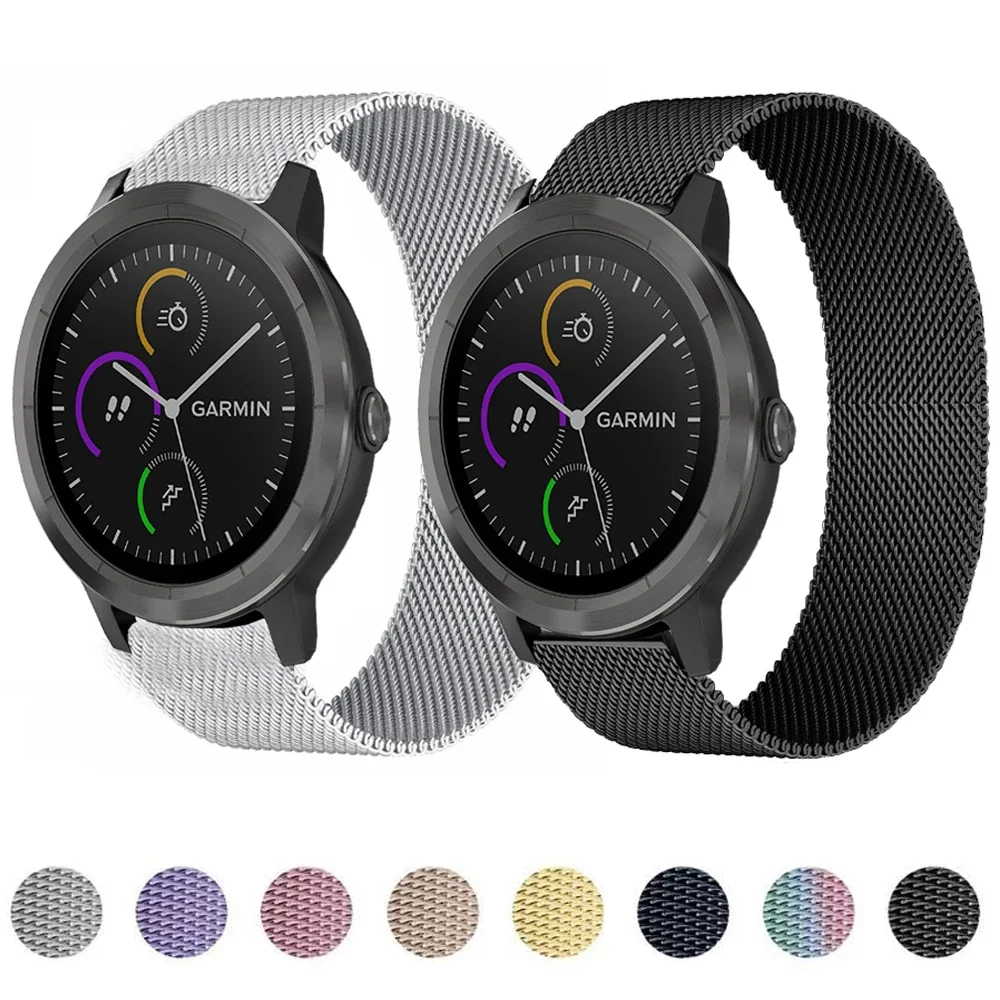 Cinghie ad anello magnetico da 18MM per Garmin Vivomove 3S/Vivoactive 4S bracciale in metallo per Fossil Gen 5E 42mm/ Fossil Gen 6 42mm