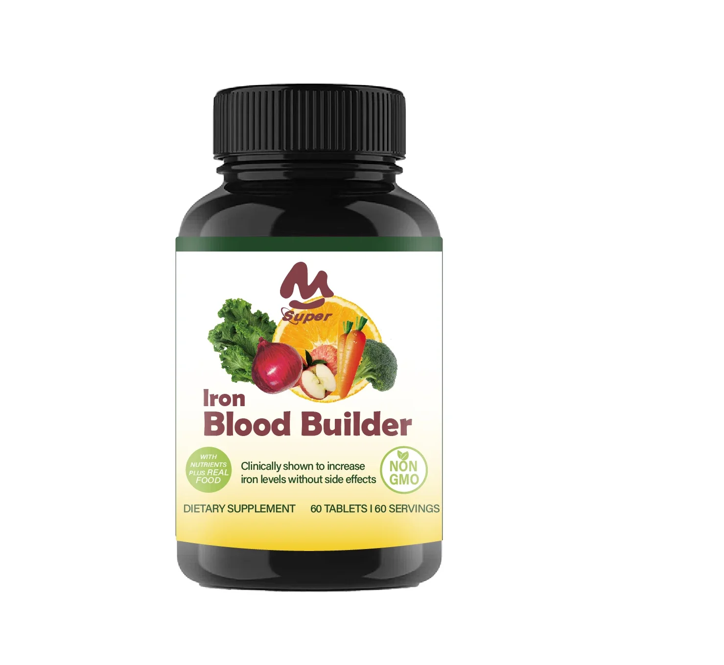 Iron supplements show that they can increase iron levels - energy supports iron, vitamin B12, and folic acid -60 tablets