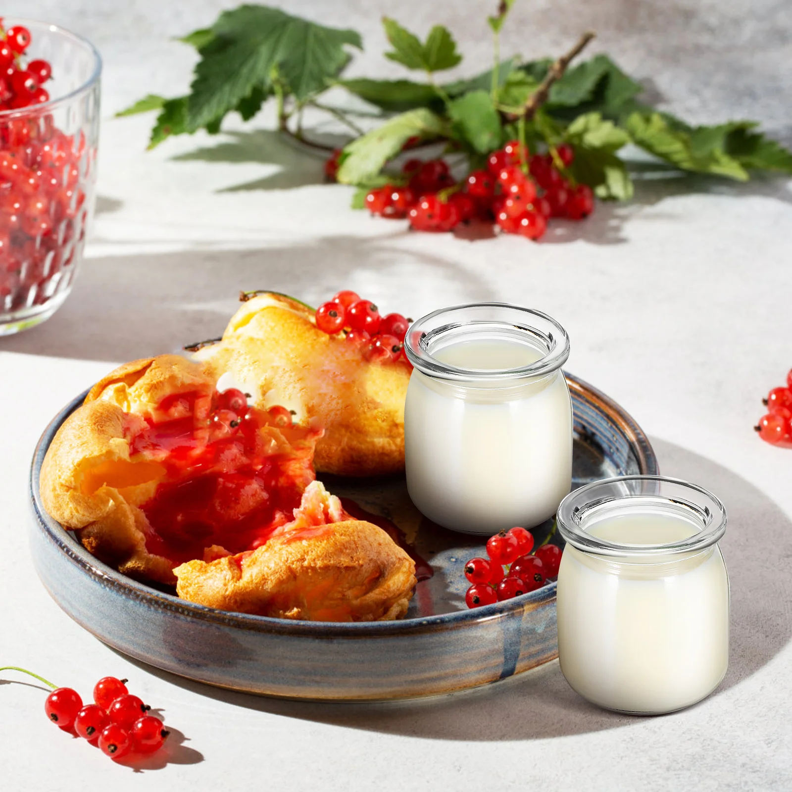 

Glass Pudding Cups for Desserts with Lids Jars Baking Fruit Yogurt Containers Food