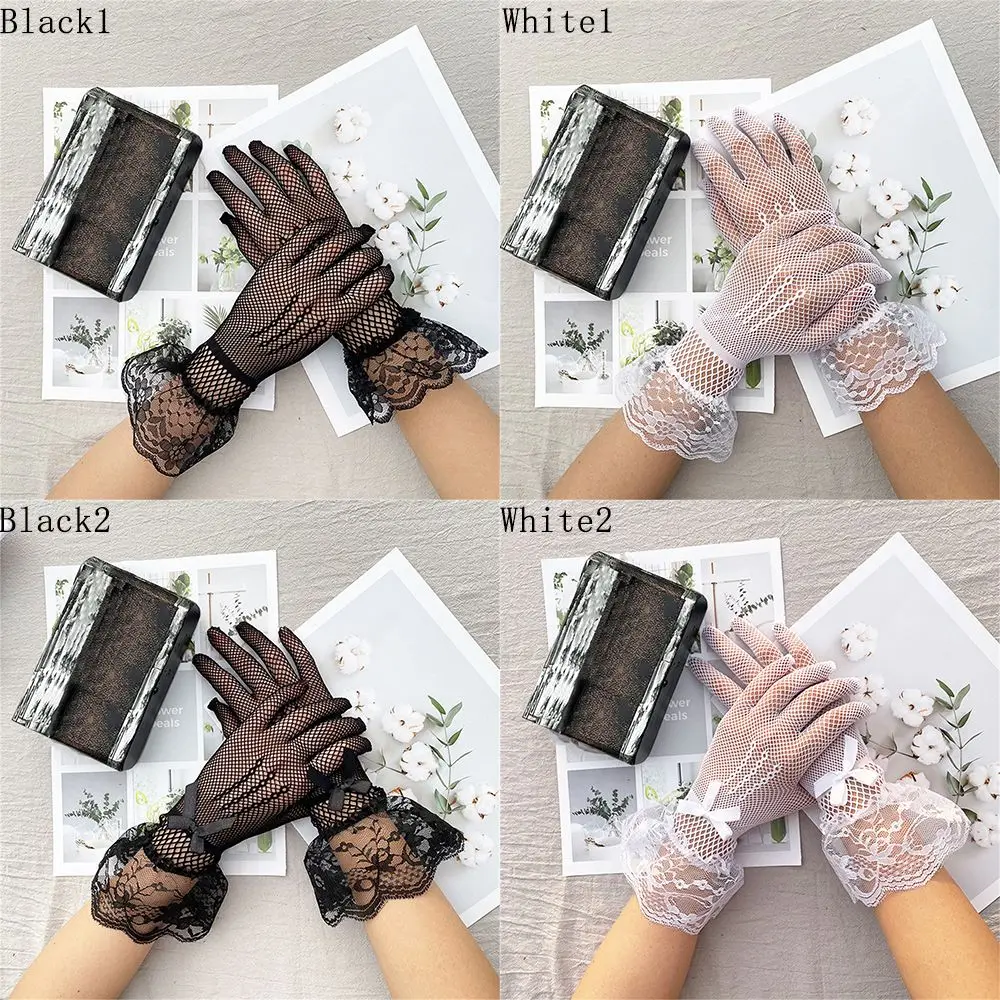 Accessorio per festa serale Guida a prova di raggi UV Matrimonio Scava fuori Guanti a rete Guanti in pizzo Guanti da sposa Guanti a dita intere