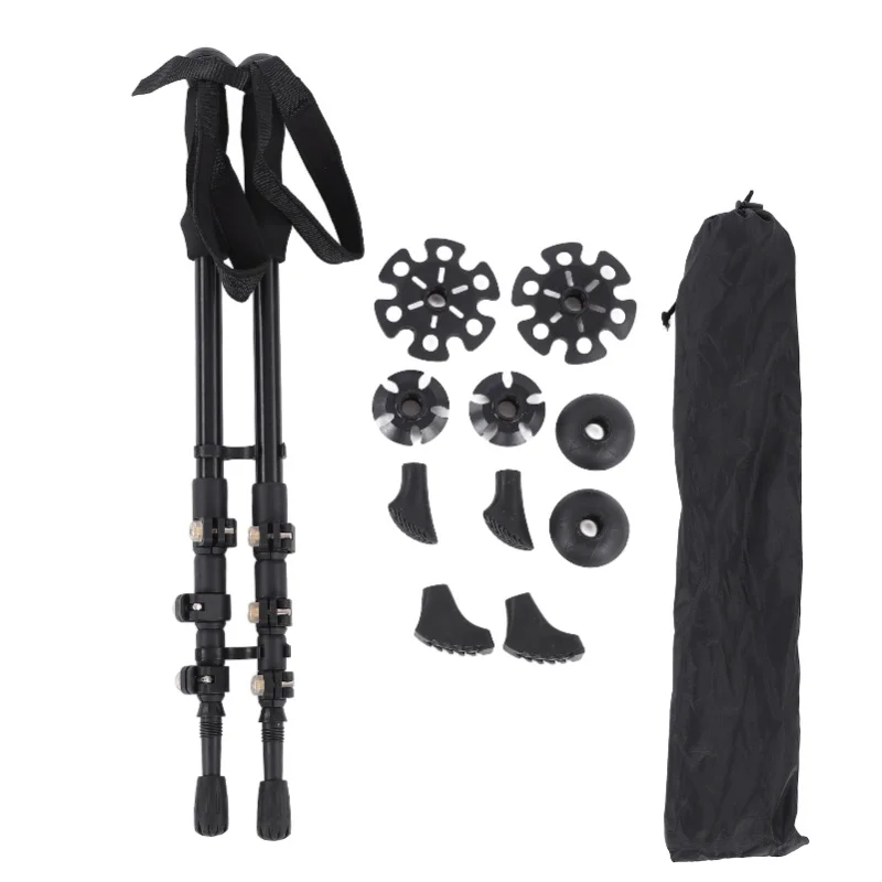 2pcs Hiking Poles Collapsible And Ultralight Aluminum Walking Sticks For Hiking Climbing Backpacking