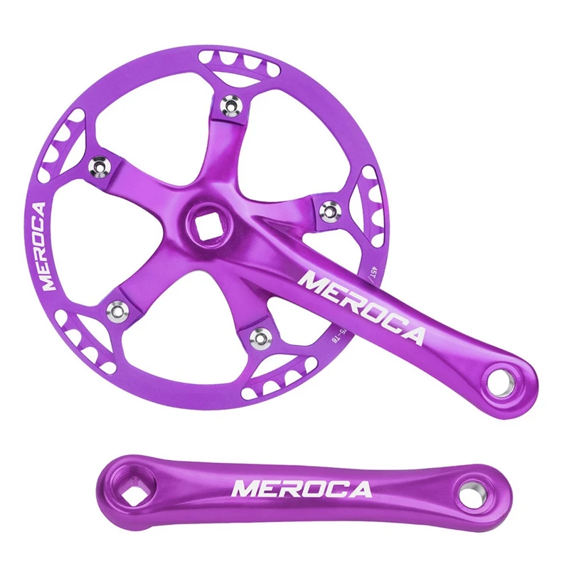 MEROCA Bicycle Square Hole Crankset Speed Folding Bike Crankset 45T Square Hole 170MM 130 BCD Crank Purple