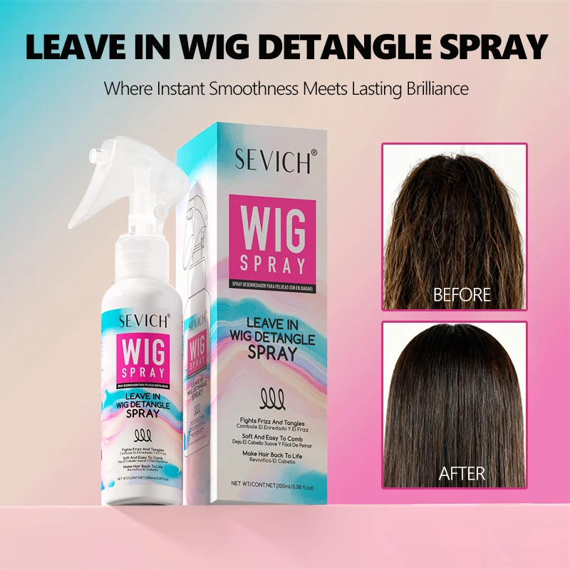 Leave-In Wig Spray Wig Care Solution Anti-Static Heat Protectant for Human/Synthetic Hair Spray Smoothing Anti-Frizz Repair Dry