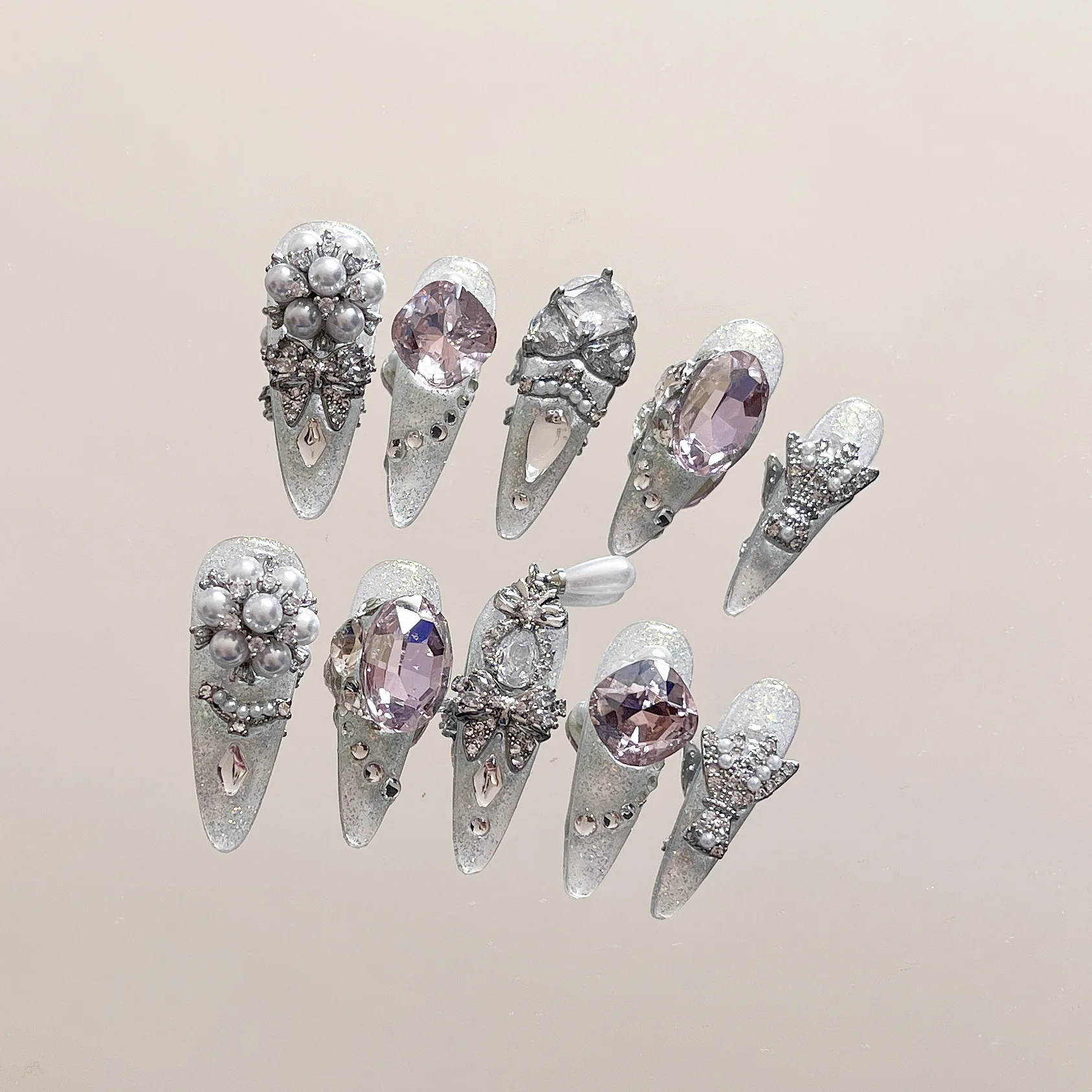 New Arrival High Quality Long 3D Handmade Salon Soft Gel Press on Nails Acrylic False Nails Set Fake Nail Art