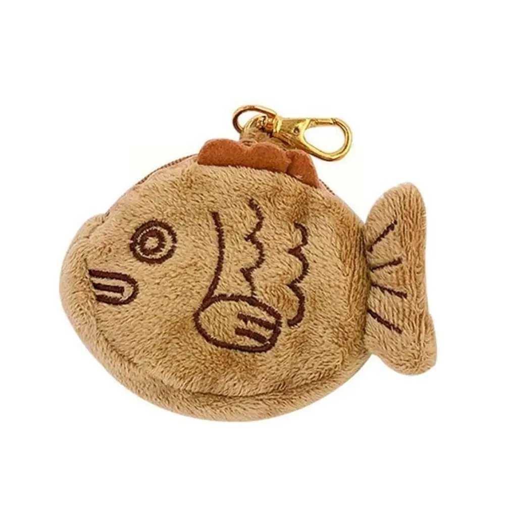 Ciondolo per borsa da scuola Mini pacchetto di carte Portachiavi in peluche Portamonete per pesci piccoli Portamonete Taiyaki morbido Portafoglio con cerniera Portamonete Portachiavi