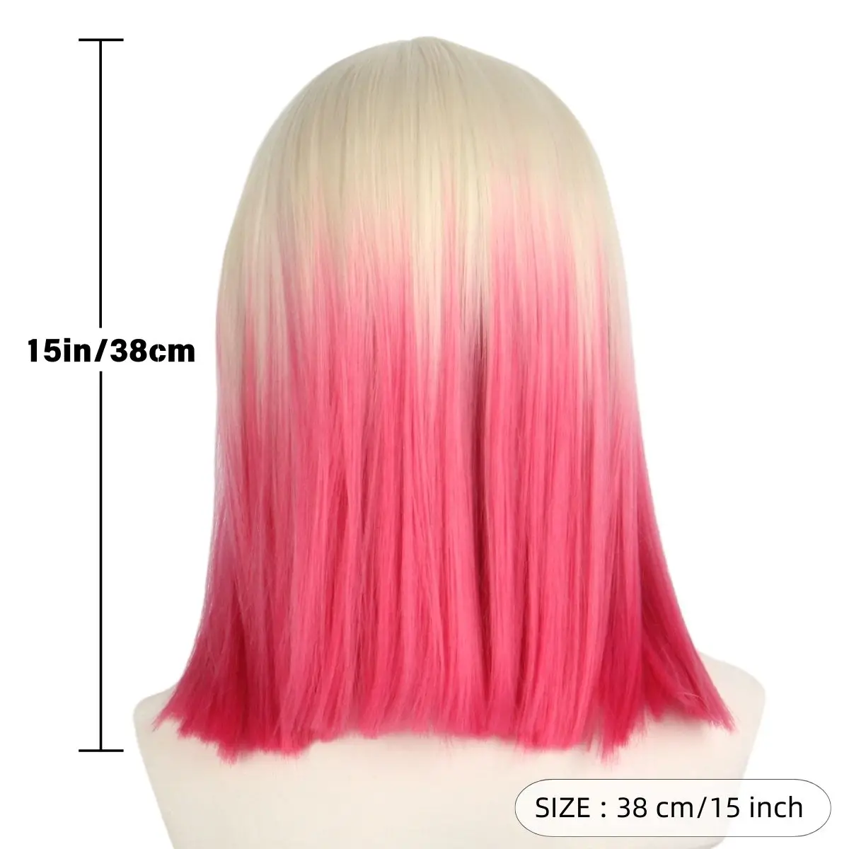 Anxin Women's Pink Ombre Wig Mid-part Short Straight Bob Synthetic Short Wig For Women Daily Use