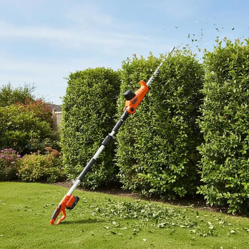 Taille-haie télescopique, 20V, moteur en cuivre, 17.500 tr/min, taille-haie électrique, longueur de lame 46 cm, extensible de 188 à 239 cm, diamètre de coupe 16 mm, 30–150 °   rotatif, incl. Chargeur rapide et batterie