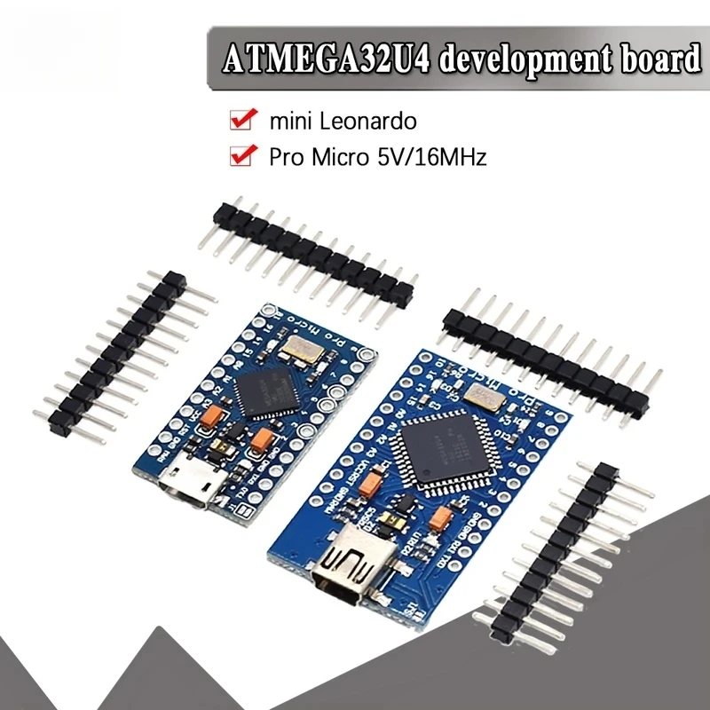 Pro Micro ATmega32U4 5 В 16 МГц Замена ATmega328 для Arduino Pro Mini с 2-рядным разъемом для USB-интерфейса Leonardo