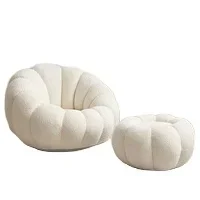 2024 Pumpkin Lounge Chair Lazy Couch Lamb Plush White Tatami Light Luxury Bedroom Small Sofa