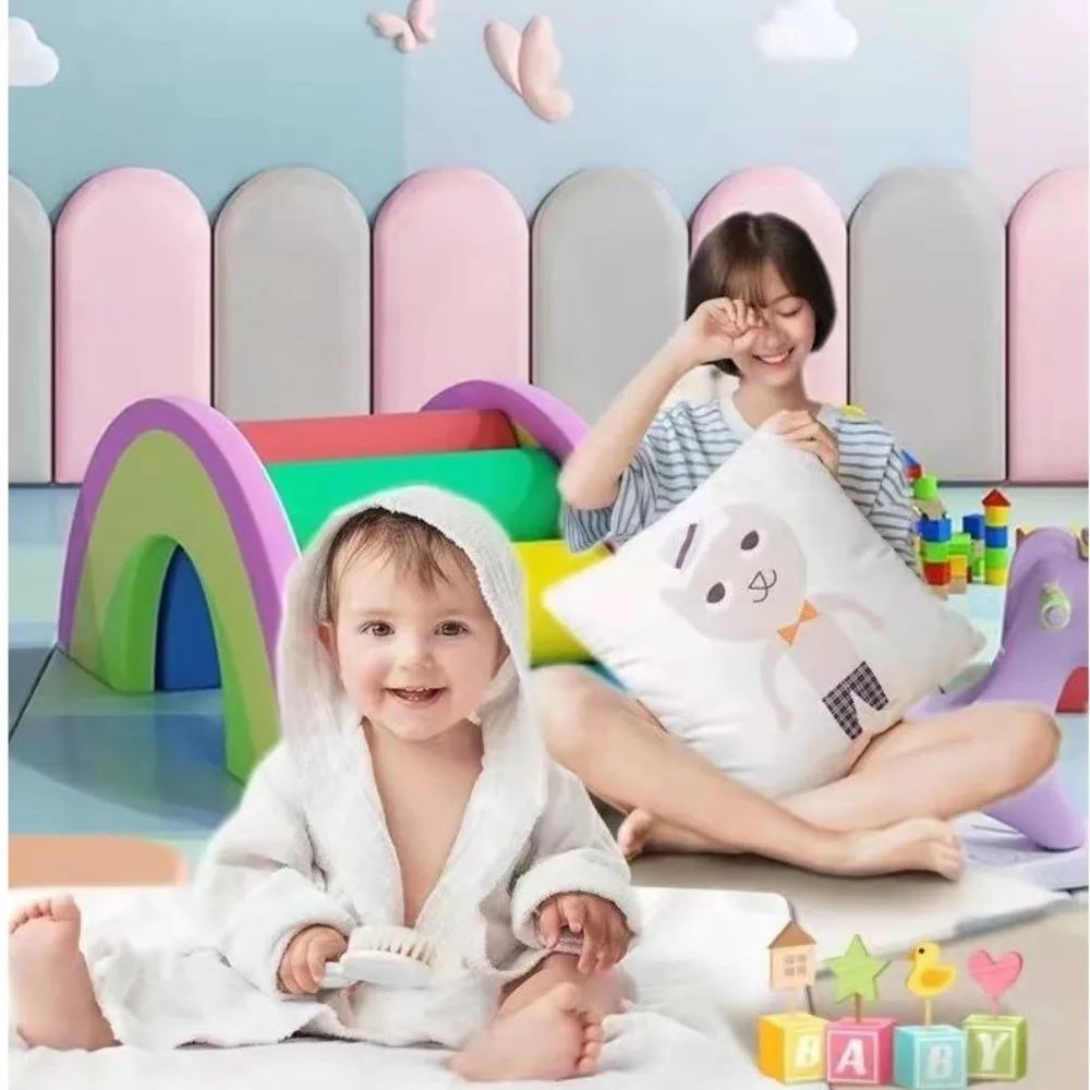 Wall Decor Soft Back Bed Headboard Anti-collision Self-adhesive Back Wall Mat Peel and Stick Wall Panels Kid Room