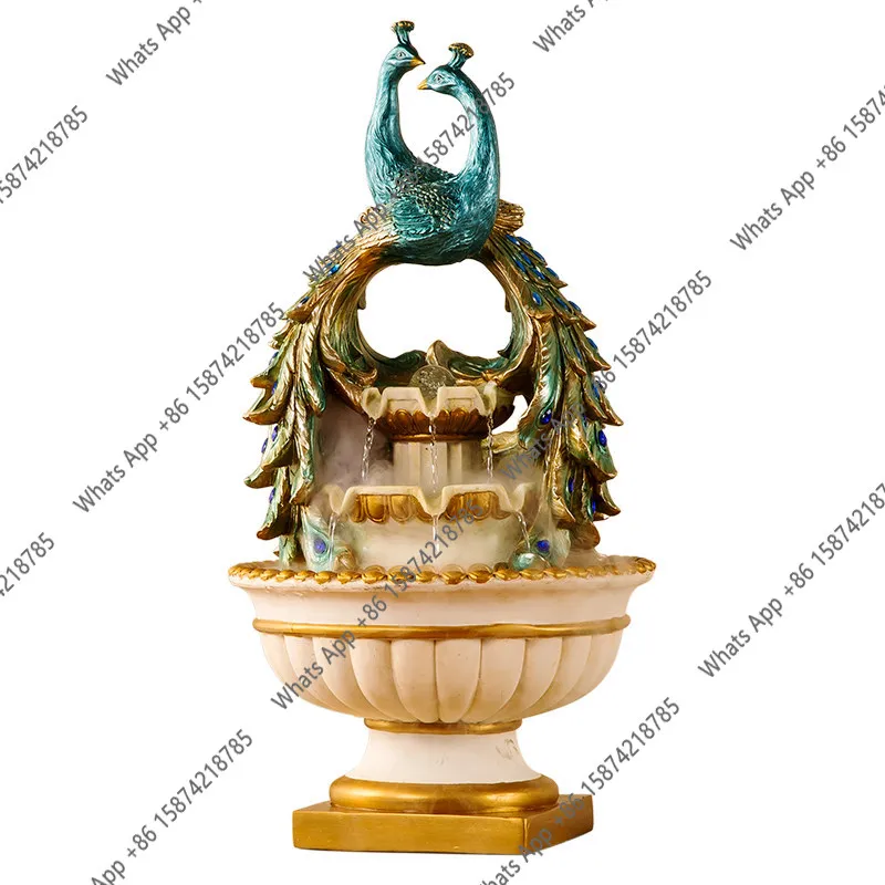 Peacock ornaments attract wealth and flow to the ground, TV cabinet, living room, American retro entrance decoration, home