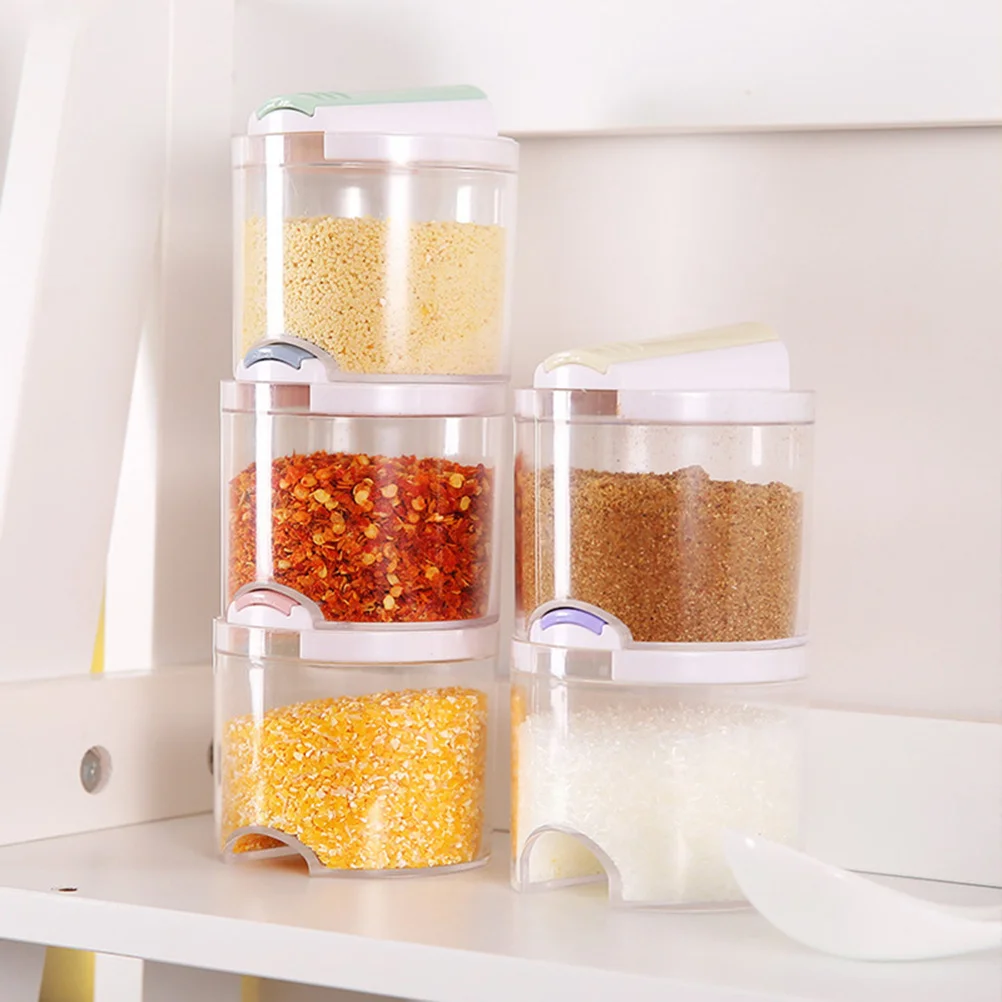 

5Pcs Stackable Seasoning Box Set Transparent Condiment Storage Containers Kitchen Organizer Easy Access Cooking Accessories