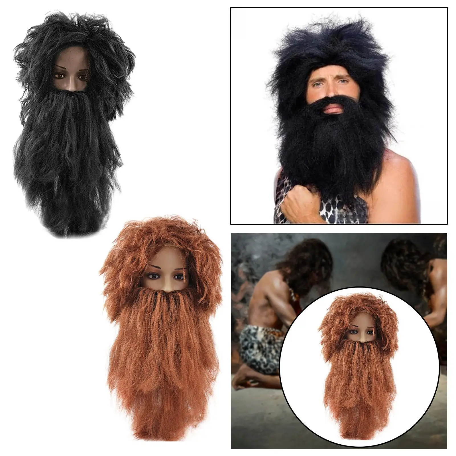 

Beard and Hair Set Realistic for Men Simulation Facial Hair for Stage Performance Role Play Cosplay Accessories Party Festival