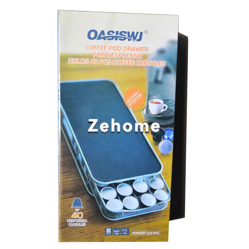 Iron coffee capsule storage box, home kitchen creative shelf, suitable for nespresso 40 pcs