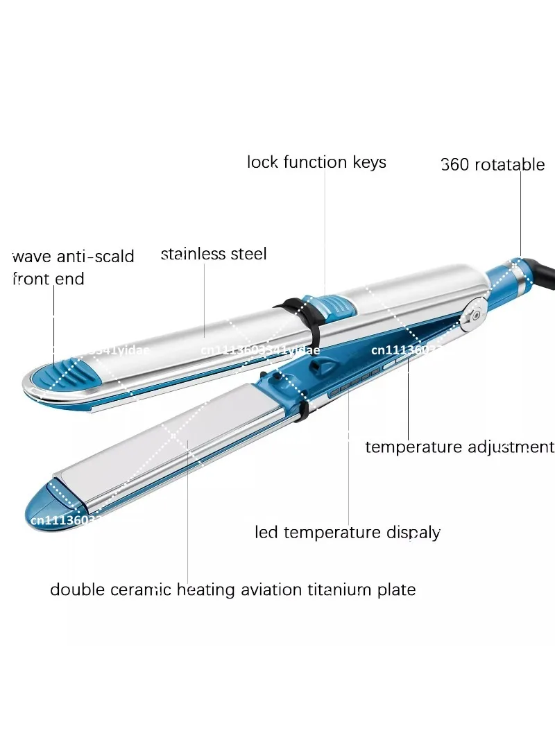 Stainless Steel Hair Straightener Brush with Lock Buckle, Roll Straight Constant Temperature Curling Iron