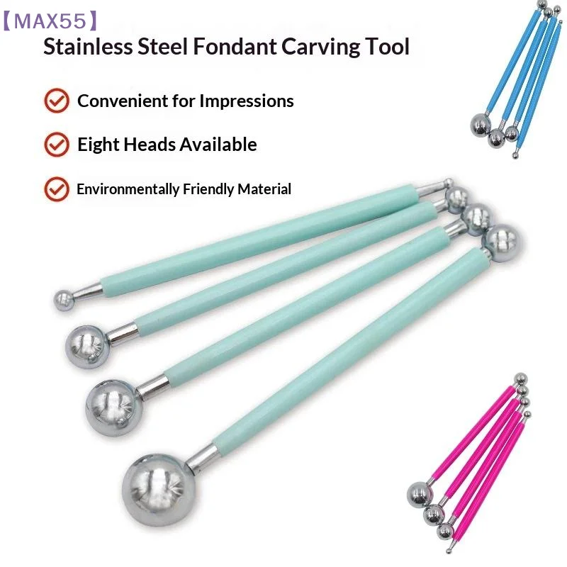 【MAX-55】4 Pcs Point Drill Creasing Pen Embossing Pattern DIY Spiral Double Head Clay Sculpting Tools With Ball Styluses