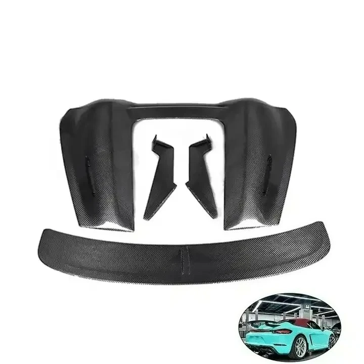 

Premium FORPorsche 718/981/982 Black Carbon Fiber Hump Rear Trunk Spoiler Car Tuning Part