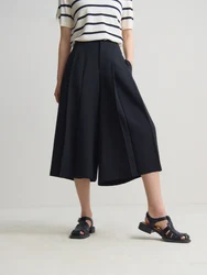 DUSHU Oversize Hepburn Style High Waisted Fashionable Cropped Skirt Pants 2024 Summer New Commuting Versatile Loose Fit24DS82131