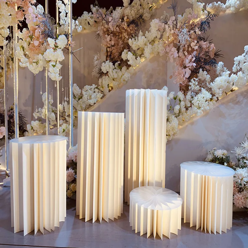 Party Decoration Paper Folding Cylinder Pedestal Display Rack Pillars For Wedding DIY Dessert Cake Table Stand Columns