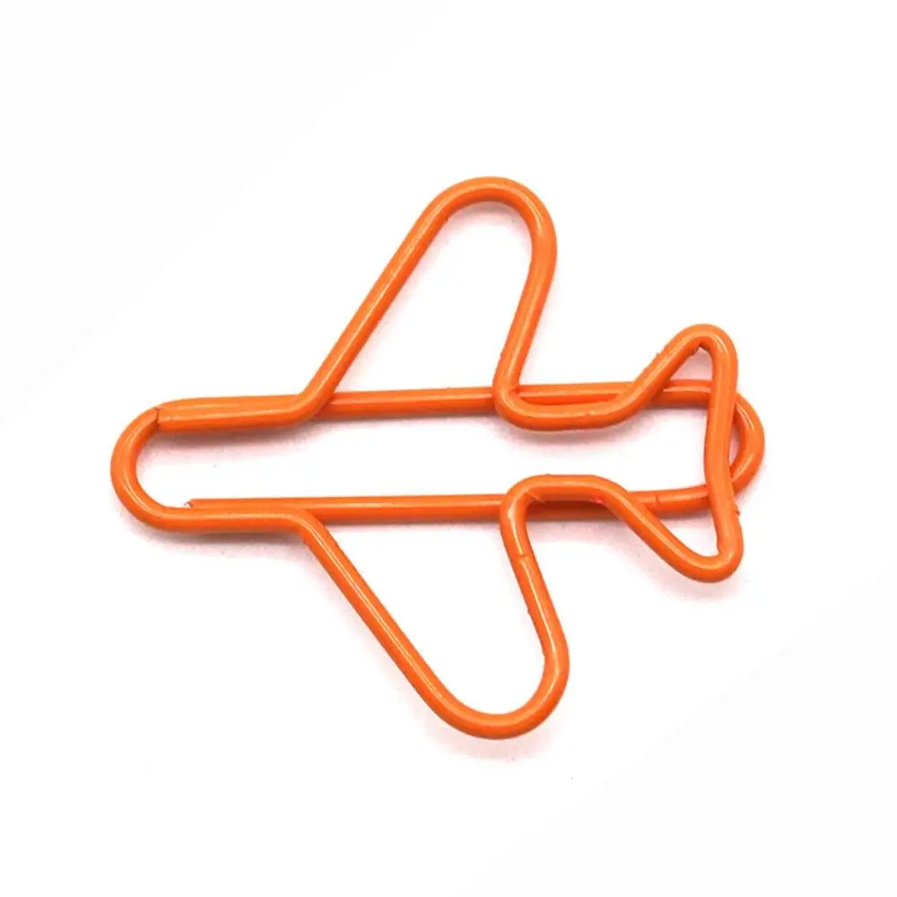 10pcs Metal Memo Airplane Paper Clip Index Bookmark Clip-on Metal Paper Clips Irregular Airplane Shape Creative Bookmark Clip