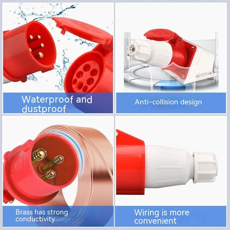 Industrial Plug And 3P 4P 5Pin Electrical Connector 32A IP44waterproof Wall Mounted Socket MALE FEMALE 220V 380V