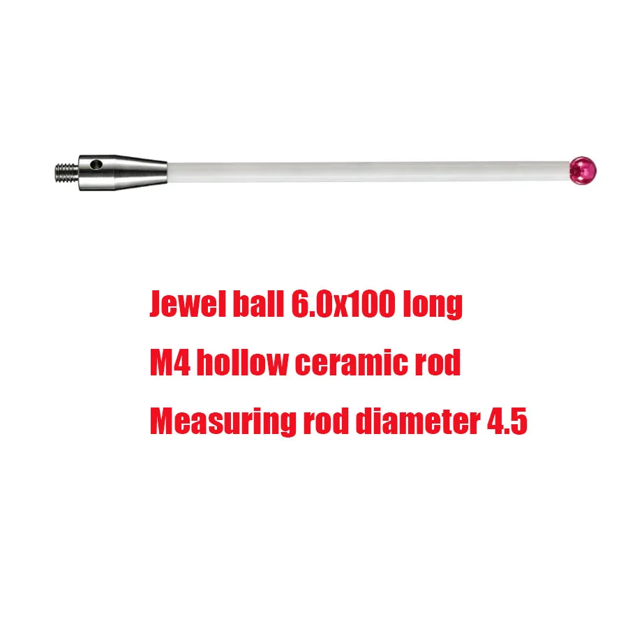 2026 Hongbao Stone Ceramic Contact Needle Rod 3D Gauge CMM Tip, M4 Thread L100 Outer Diameter 5/6mm