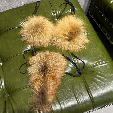 Natural Fox Fur Bikini Set Woman Swimwear Bra Underwear Sets Swimsuits 2025