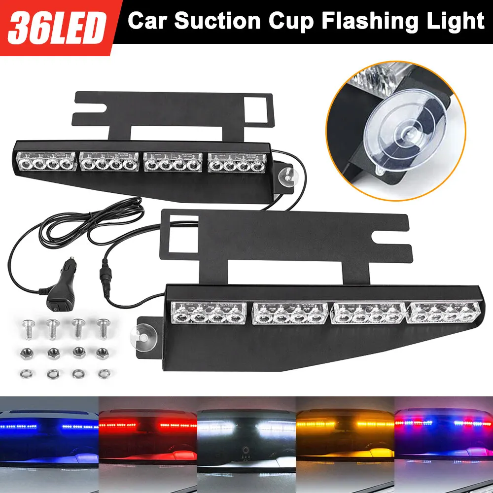 

32 LED Emergency Strobe Lights Visor Safety Warning Hazard Dash Windshield Light for Volunteer Vehicles Trucks