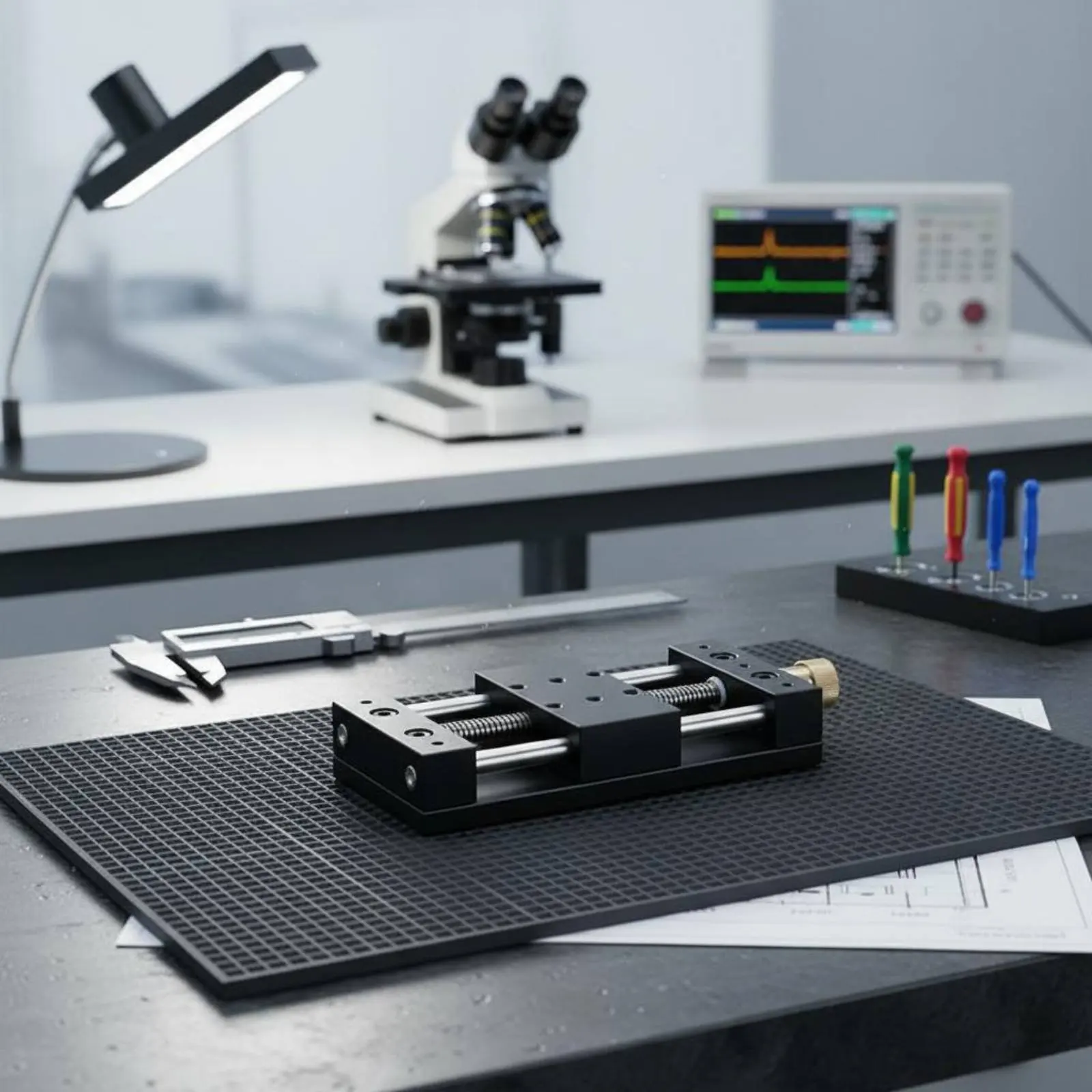 Precision XY Axis Stage Scale Ruler Manual XY Slide Stage Industrial Equipment CNC Machined Aluminum Alloy Body