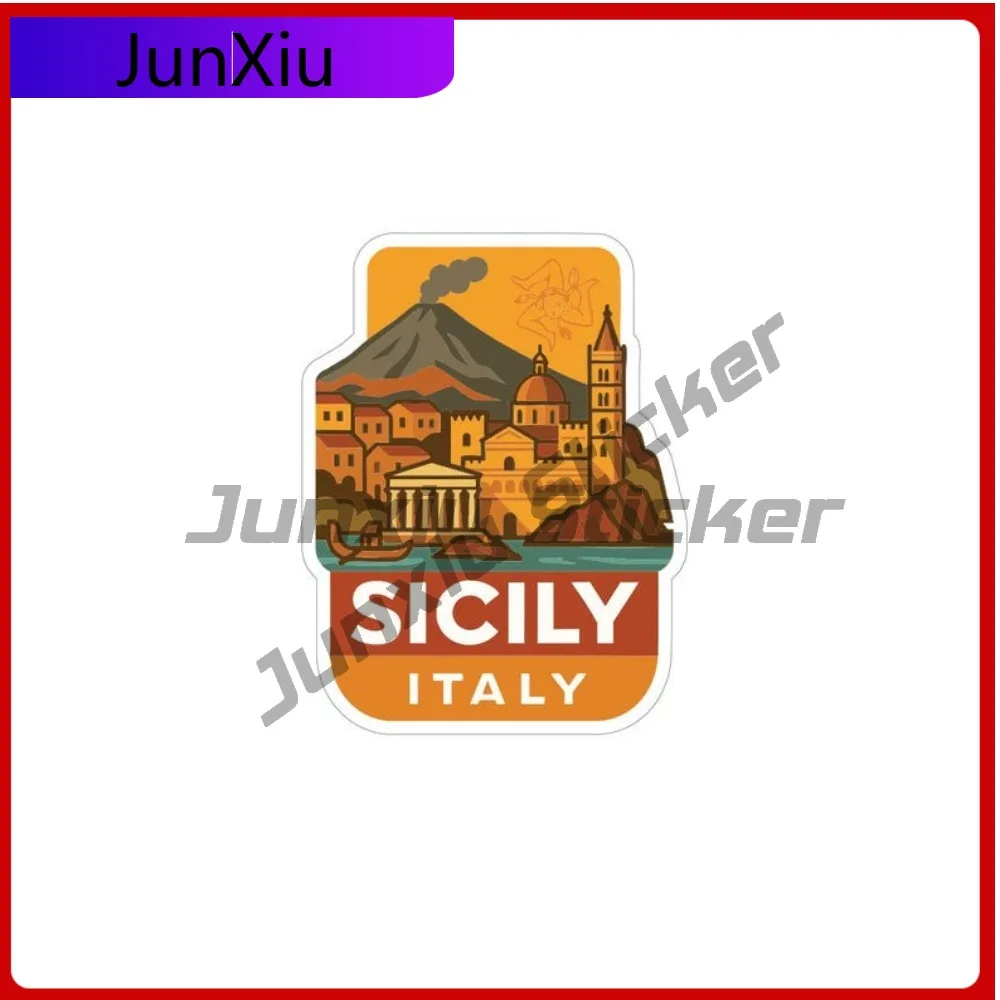 

Sicily Italy Sticker Vinyl Die-cut Scratch-proof Decal Vacation City Skyline Landmark Design Adventure Motorcycle Car Laptop Suv
