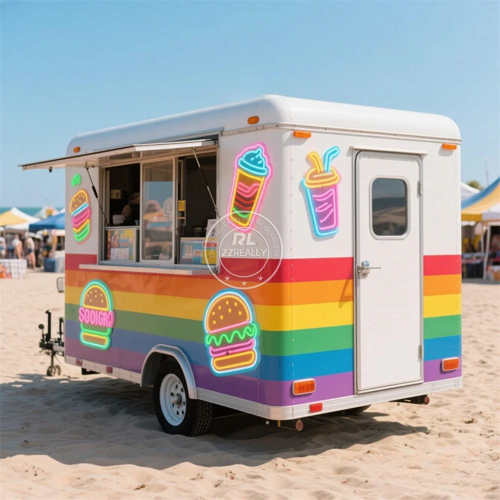 

Customized Street Mobile Hot Dog Ice Cream Cart Food Truck Small BBQ Taco Carts Food Trailer With Full Kitchen Equipment