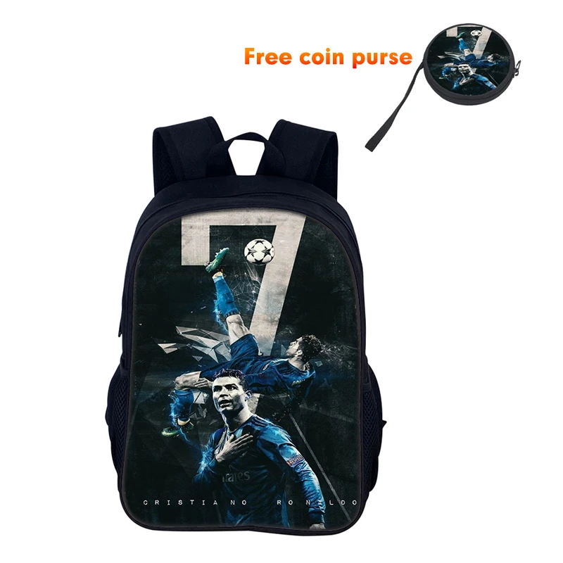 Ronaldo School Backpack Bag Sport School Bag CR Backpack Mochila Football Star Student Back Pack Bag for Boys Girls Best Gift