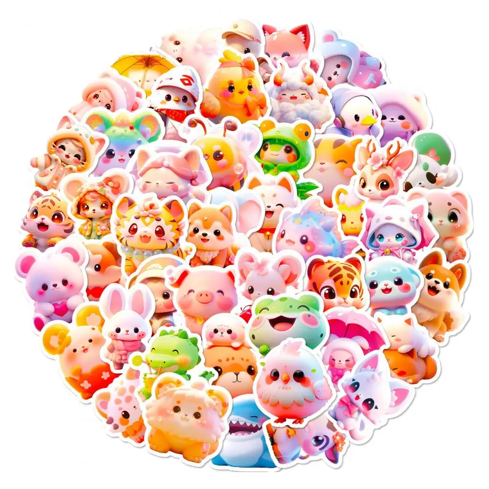 สติกเกอร์น่ารัก50ชิ้นสติกเกอร์น่ารักมีกาวในตัวสติ๊กเกอร์กันน้ำสำหรับแล็ปท็อปสมุดสเกตบอร์ดถอดออกได้ง่าย