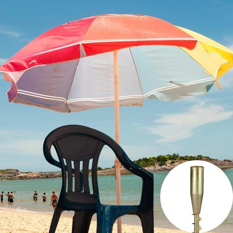 Heavy Duty Metal Spiral Ground Anchor Windproof Beach Umbrella Screw Insert Outdoor Parasol Fixed Base Tool
