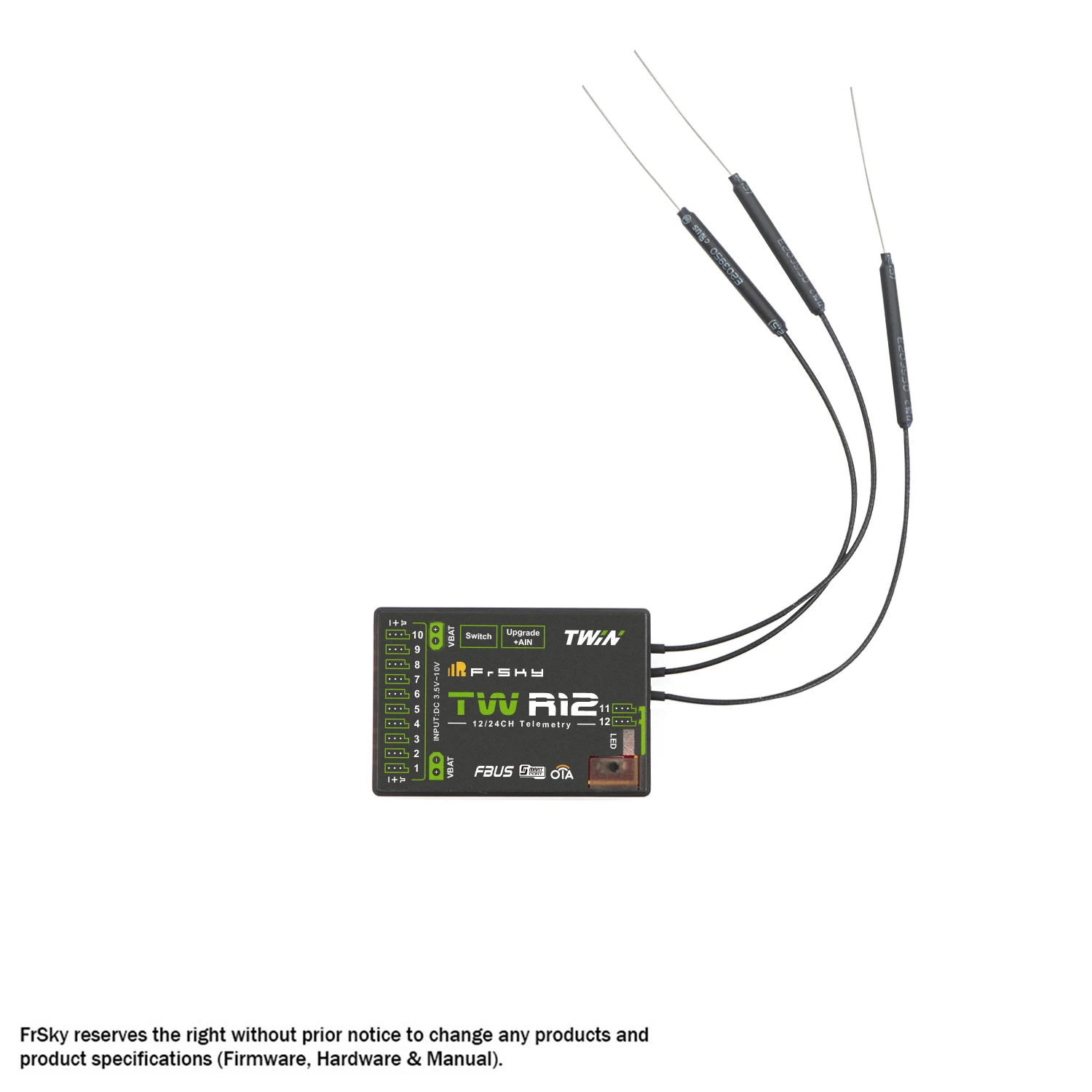 

Приемник FrSky DUAL 2,4 GHz TW R12 с антеннами 3 × 2,4G для радиосвязи