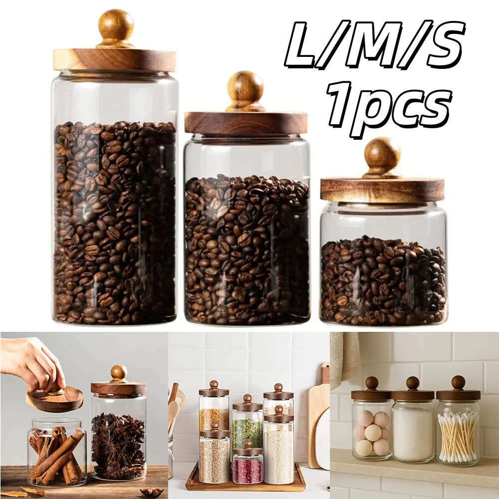 1pcs Glass Sealed Jar Coffee Tea Airtight Food Containers Hermetic Pots Dustproof Dampproof Storage Tank For Kitchen Accessories